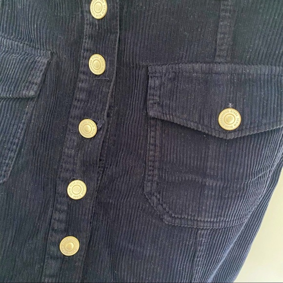 CORDUROY NAVY BLUE DENIM BUTTONED DOWN MINI SKIRT STRADIVARIUS ASOS XS 4 - Picture 3 of 6